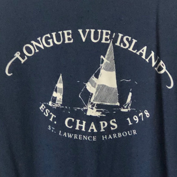 Chaps Mens Blue Longue Vue Island St Lawrence Harbour Shortsleeved T-Shirt Sz M - Picture 2 of 9